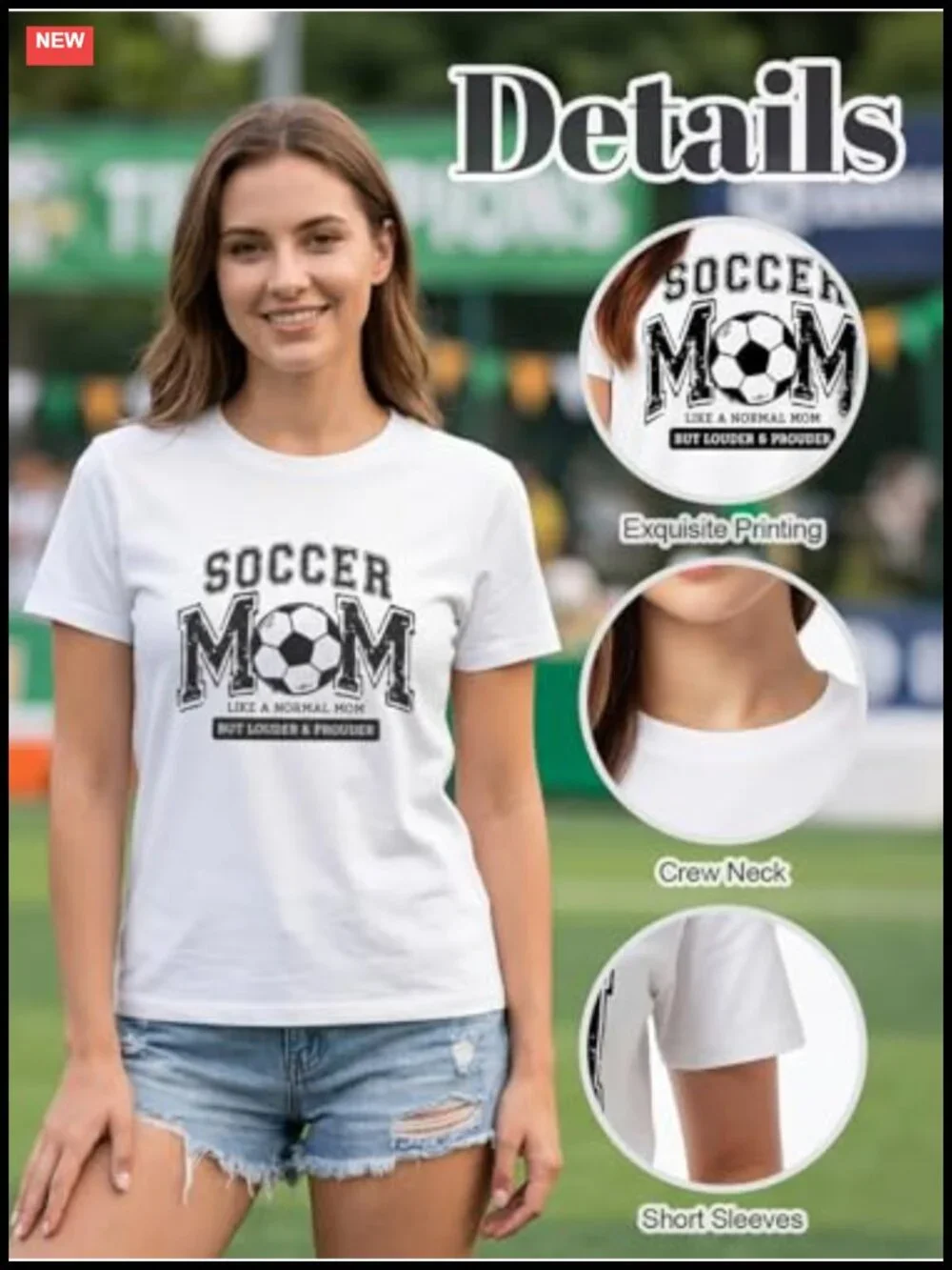 Soccer Mom Graphic Tee Premium Cotton Blend Crew Neck Short Sleeve Red